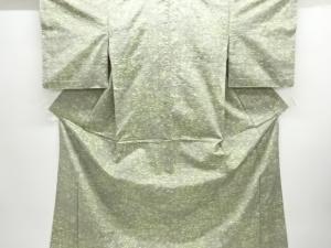 草葉模様織り出し手織り紬単衣着物